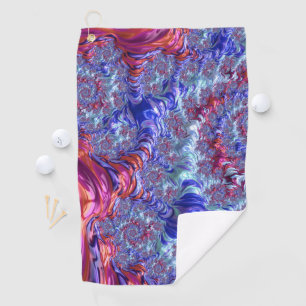 Colourful Trippy Groovy Digital Abstract Fractal Golf Towel