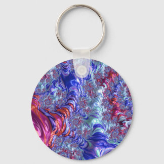 Colourful Trippy Groovy Digital Abstract Fractal Keychain