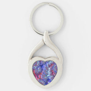 Colourful Trippy Groovy Digital Abstract Fractal Keychain