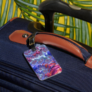 Colourful Trippy Groovy Digital Abstract Fractal Luggage Tag