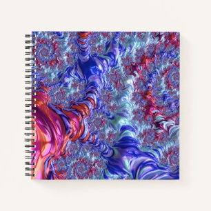 Colourful Trippy Groovy Digital Abstract Fractal Notebook