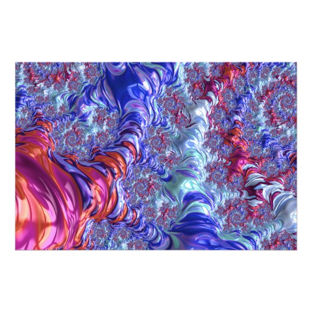 Colourful Trippy Groovy Digital Abstract Fractal Photo Print (Front)