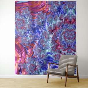 Colourful Trippy Groovy Digital Abstract Fractal Tapestry