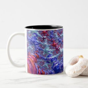 Colourful Trippy Groovy Digital Abstract Fractal Two-Tone Coffee Mug