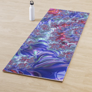 Colourful Trippy Groovy Digital Abstract Fractal Yoga Mat