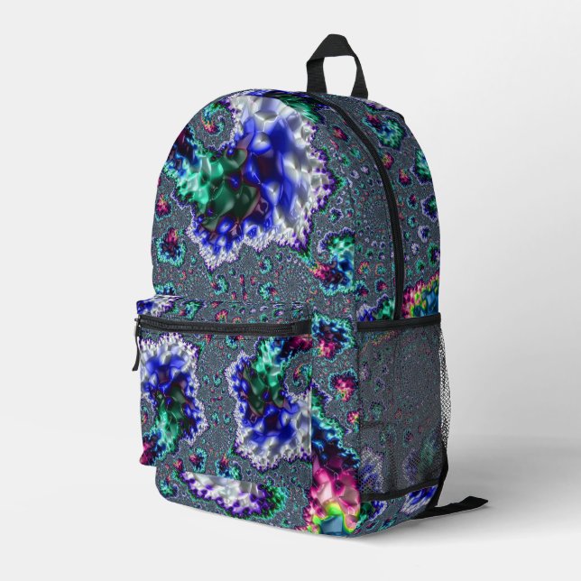 Colourful Trippy Groovy Spiral Abstract Fractal Printed Backpack (Back Corner Right)