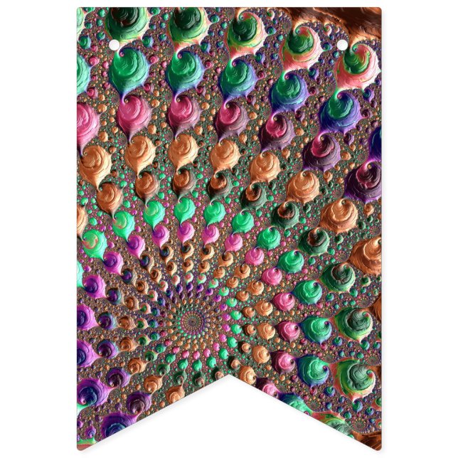 Colourful Trippy Groovy Vibrant Spiral Fractal Art Bunting Flags (First Flag)