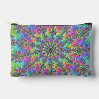 Colourful Trippy Vibrant Groovy Fractal Burst Accessory Pouch