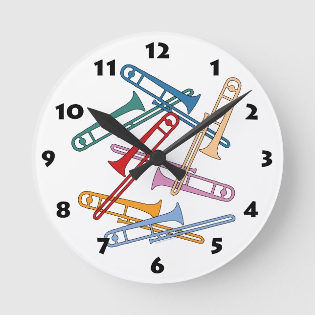Colourful Trombone Round Clock (Front)