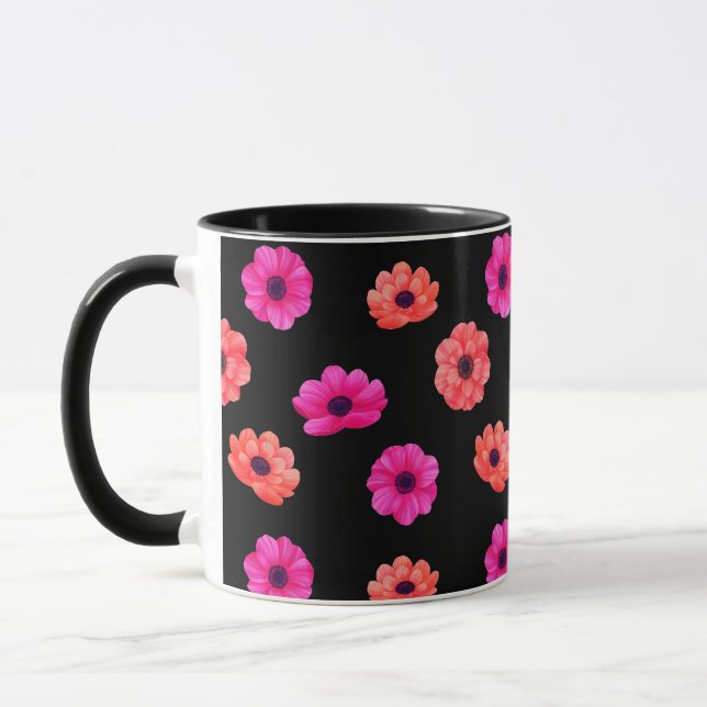 Colourful Tropical 3D Spring Flowers Pattern  Mug (Left)