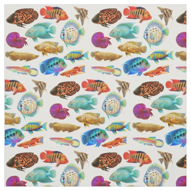 Colourful Tropical Aquarium Fish Fabric (Swatch)