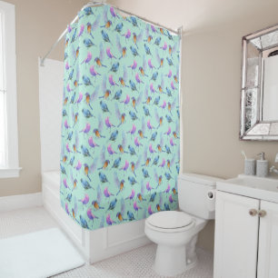 Colourful Tropical Birds Watercolor Pattern