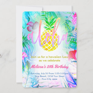 colourful tropical birthday party invitation