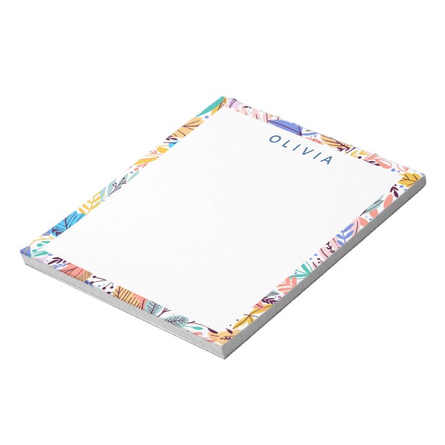Colourful Tropical Botanical Pattern Personalized Notepad (Rotated)
