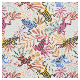 Colourful tropical dart frogs fabric