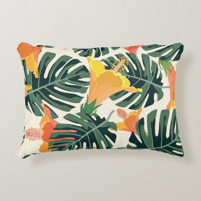 Colourful Tropical Exotic Textile Texture Accent Pillow (Front)