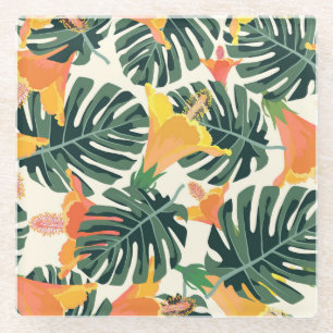 Colourful Tropical Exotic Textile Texture Glass Coaster