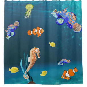 Colourful tropical fish and Seahorse