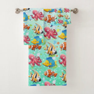 Colourful Tropical Fish Bath Towel Set