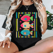 Colourful Tropical Fish Folk Art Coastal Ocean Sea