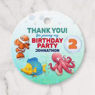 Colourful Tropical Fish Kids Birthday Favour Tags