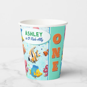 Colourful Tropical Fish Kids Birthday Paper Cups
