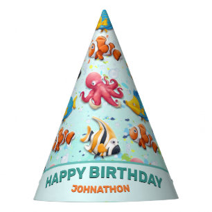 Colourful Tropical Fish Kids Birthday Party Hat