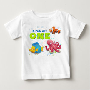 Colourful Tropical Fish Kids First Birthday Baby T-Shirt
