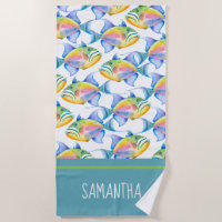 Colourful Tropical Fish Lover Beach Towel