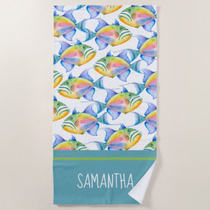 Colourful Tropical Fish Lover Beach Towel