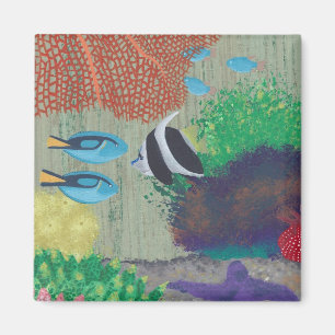 Colourful Tropical fish painting Magnets