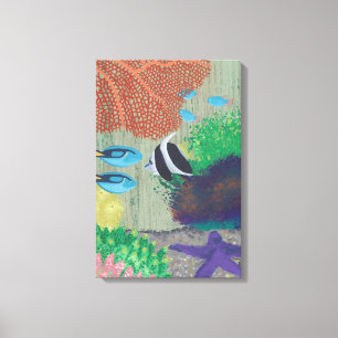 Colourful Tropical Fish Painting Wrapped Canvas