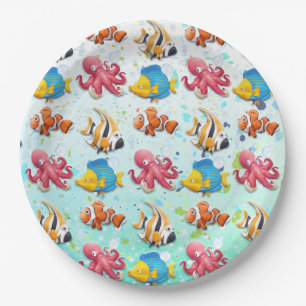 Colourful Tropical Fish Paper Plate
