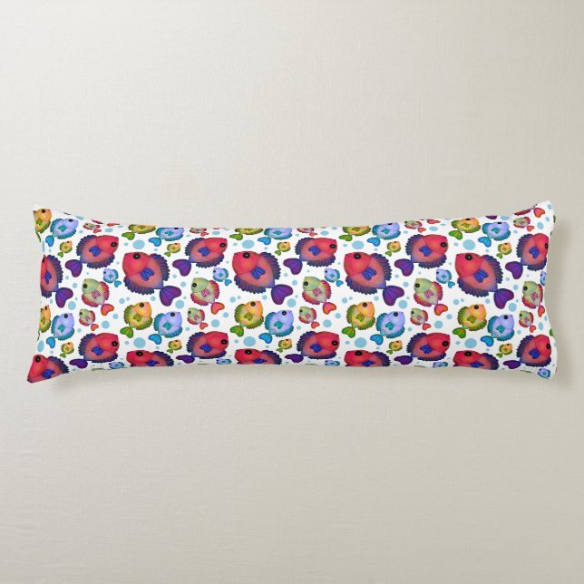 Colourful Tropical Fish Pattern  Body Pillow (Front)