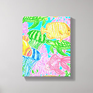 Colourful Tropical Fish Pattern Canvas Print