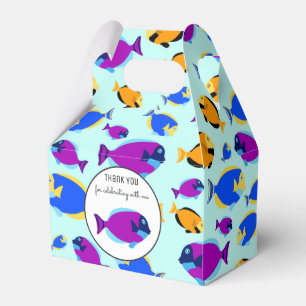 Colourful Tropical Fish Pattern in Blue Sea Favor Box
