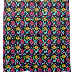 Colourful Tropical Fish Pattern on Black
