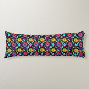 Colourful Tropical Fish Pattern on Black Body Pillow