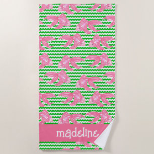 Colourful Tropical Fish Pattern Personalized Beach Towel