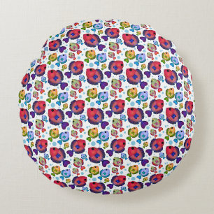 Colourful Tropical Fish Pattern  Round Pillow