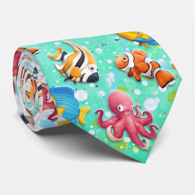 Colourful Tropical Fish Tie (Rolled)
