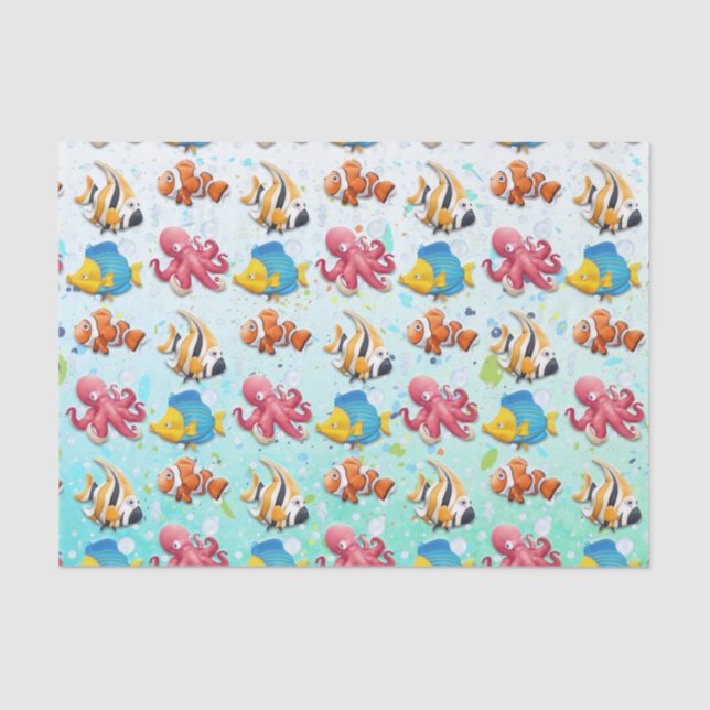 Colourful Tropical Fish Tissue Paper (Front)