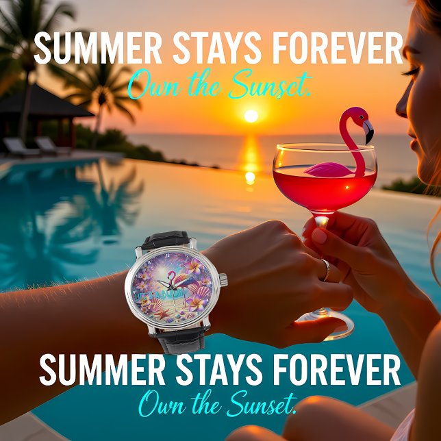 Colourful Tropical Flamingo Sunset Beach Watch (Creator Uploaded)