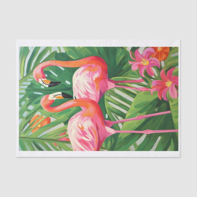 Colourful Tropical Flamingos Decoupage Tissue Tissue Paper (Front)