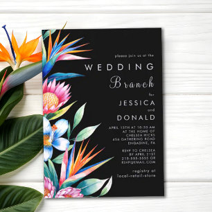 Colourful Tropical Floral Branch Wedding Invitation