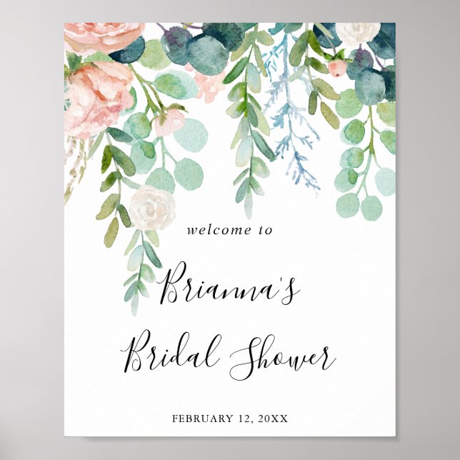 Colourful Tropical Floral Bridal Shower Welcome Poster (Front)