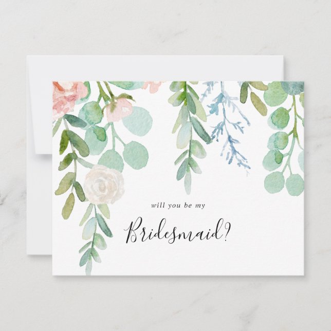 Colourful Tropical Floral Bridesmaid Proposal Card (Front)