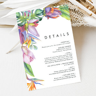 Colourful Tropical Floral   Details Enclosure Card