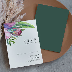 Colourful Tropical Floral   Green RSVP Card