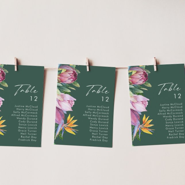 Colourful Tropical Floral Green Table Number Chart (Creator Uploaded)